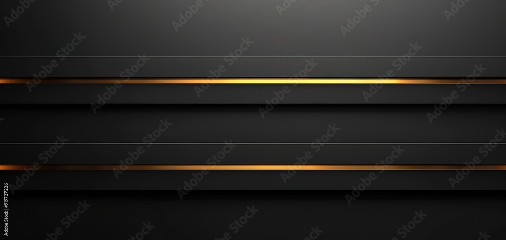 Abstract black background with two golden lines. Abstract black background with two golden lines.