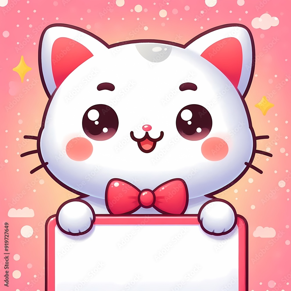 Cute cat holding a blank whiteboard, ready for your creative text Cute cat holding a blank whiteboard, ready for your creative text