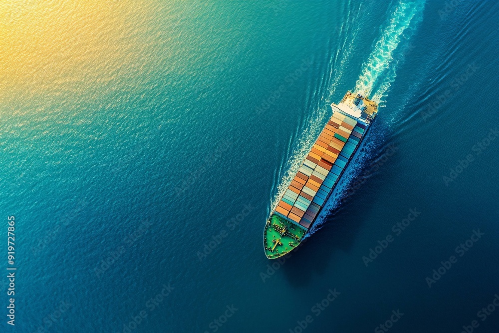 Aerial view from drone, Container ship or cargo shipping business logistic import and export Aerial view from drone, Container ship or cargo shipping business logistic import and export