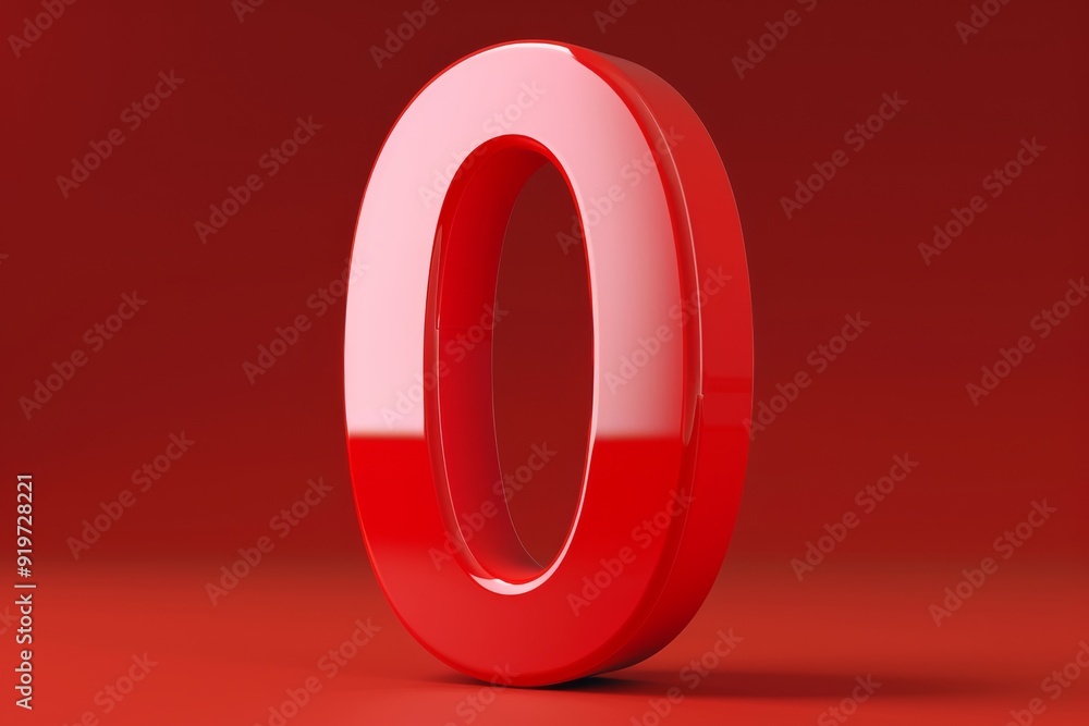 This striking 3D representation of the number zero, with a glossy red sheen, beautifully contrasts against a uniform red background, perfect for contemporary design themes focusing on modernity This striking 3D representation of the number zero, with a glossy red sheen, beautifully contrasts against a uniform red background, perfect for contemporary design themes focusing on modernity