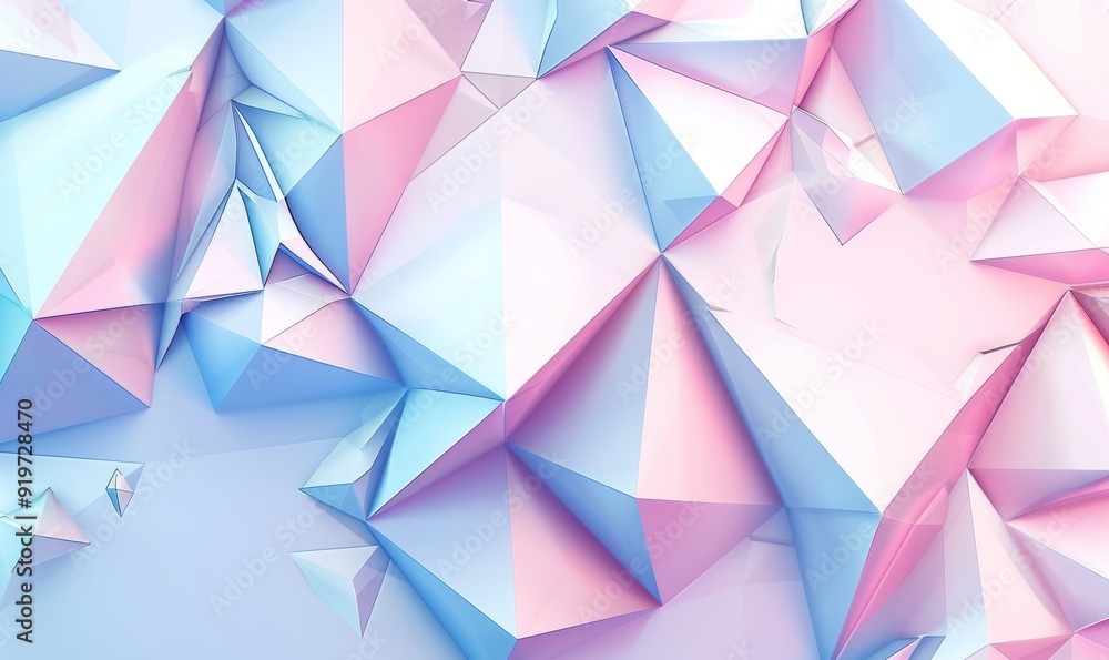 White, Blue and Pink Three-Dimensional Surface with Tetrahedrons. High Tech, Bright White, Blue and Pink Three-Dimensional Surface with Tetrahedrons. High Tech, Bright