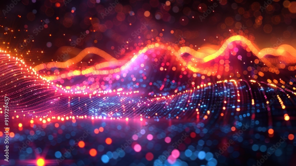 Abstract Digital Landscape with Glowing Lights Abstract Digital Landscape with Glowing Lights