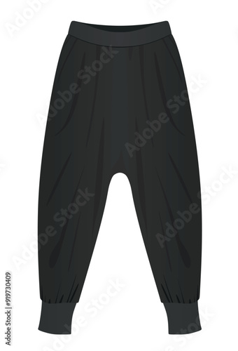 Black  harem pants. vector illustration