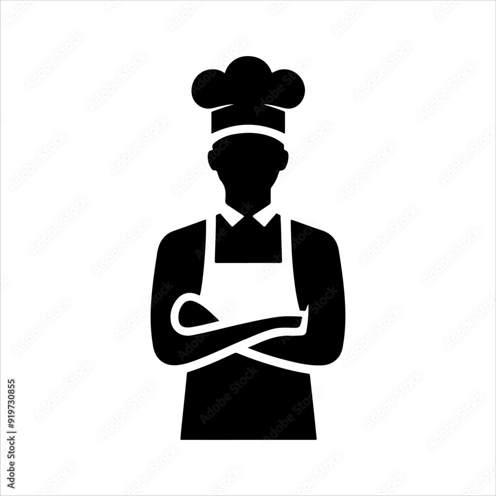 Shef cooking man icon silhouette vector illustration design on white background.