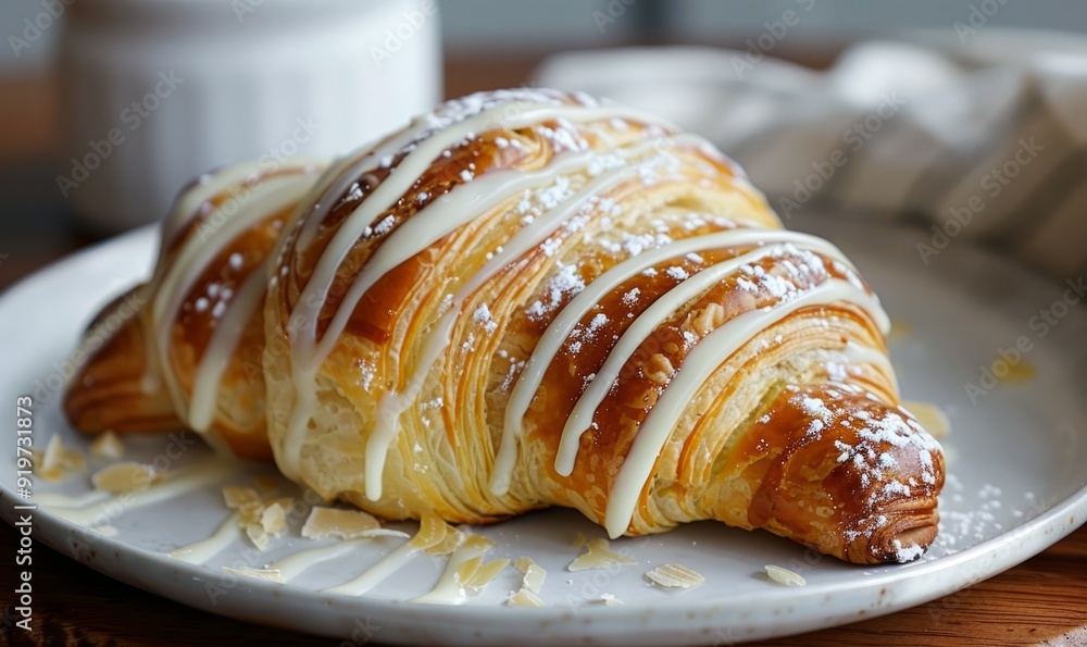 Close-Up of White Chocolate Croissant Close-Up of White Chocolate Croissant