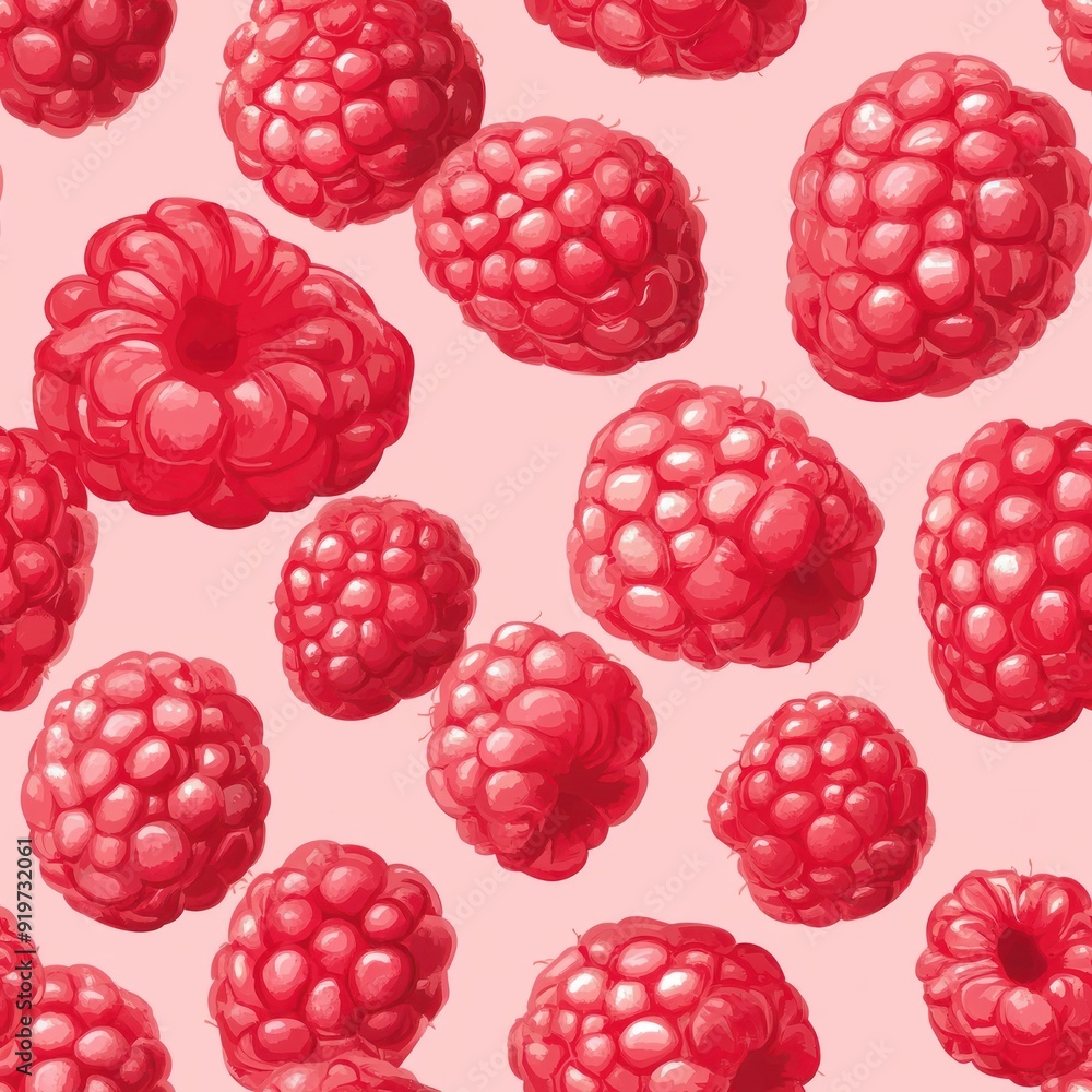 Seamless pattern of red raspberries on a pink background. Seamless pattern of red raspberries on a pink background.