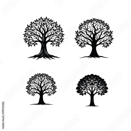 Black Tree silhouette set vector illustration