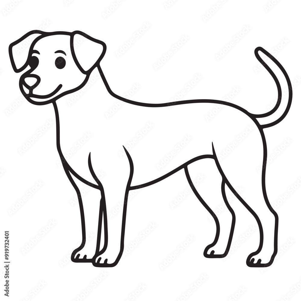 Vector black and white illustration of a sitting dog isolated on a white background. Vector black and white illustration of a sitting dog isolated on a white background.