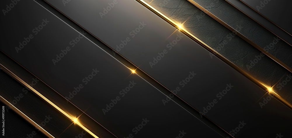 Abstract black and gold background with diagonal lines and glowing highlights. Abstract black and gold background with diagonal lines and glowing highlights.
