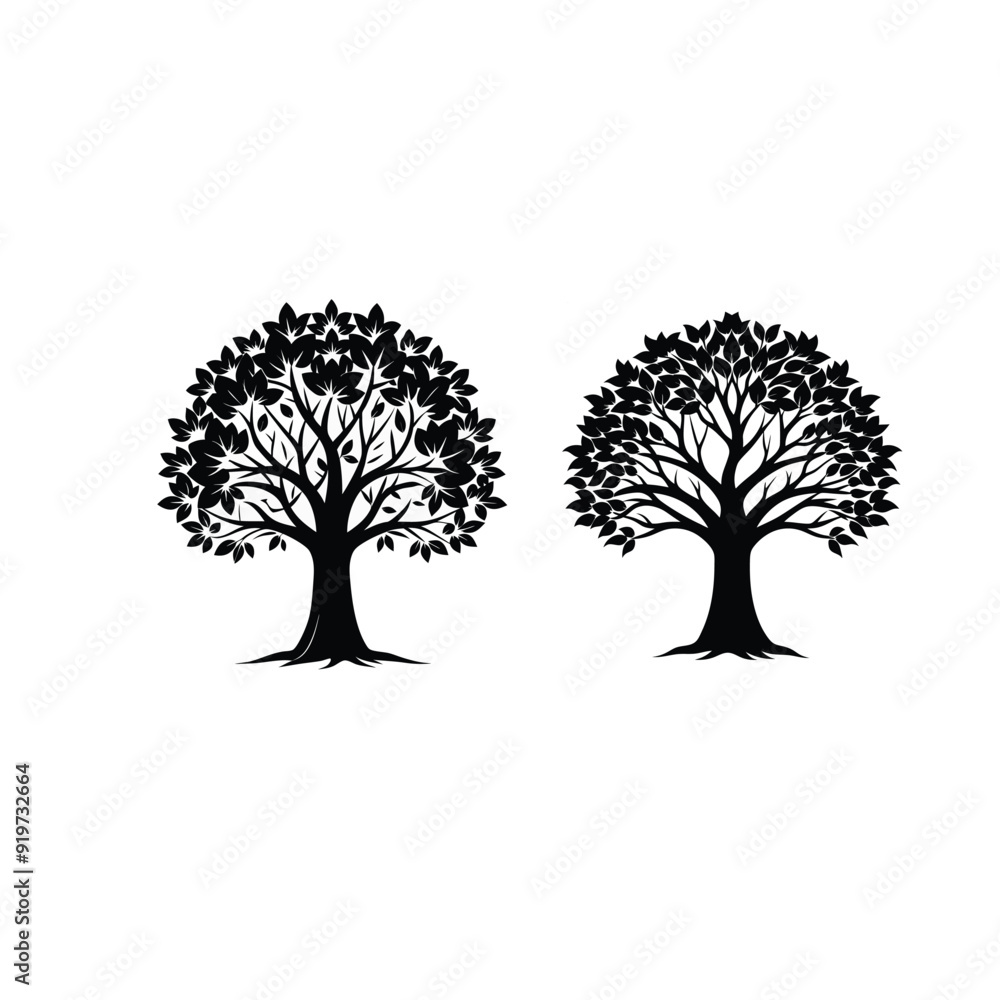 Naklejka premium Black Tree silhouette set vector illustration