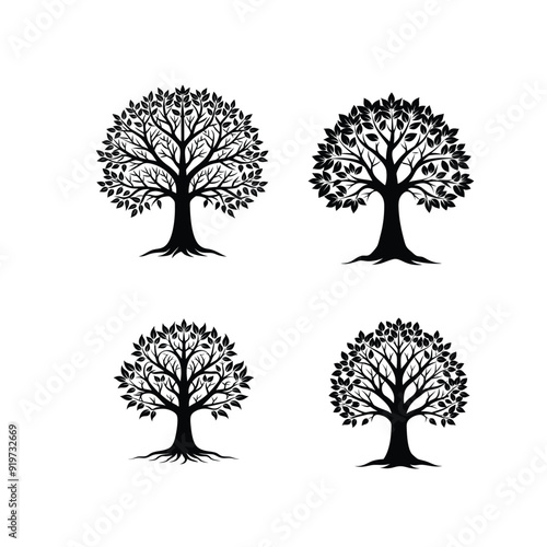 Black Tree silhouette set vector illustration