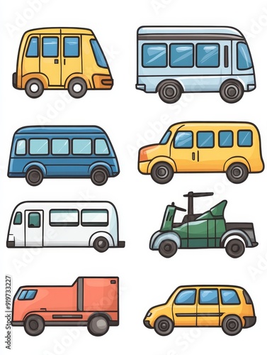 Cartoon Vehicles Set: A Collection of Colorful Transportation
