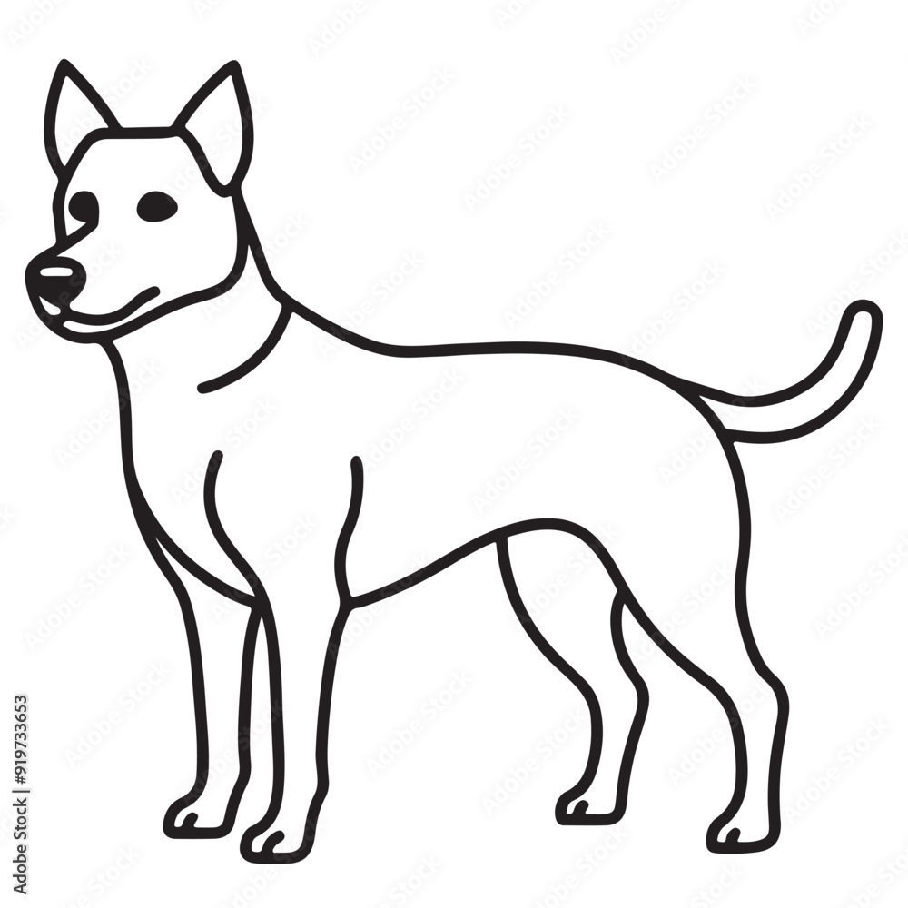 Vector black and white illustration of a sitting dog isolated on a white background. Vector black and white illustration of a sitting dog isolated on a white background.