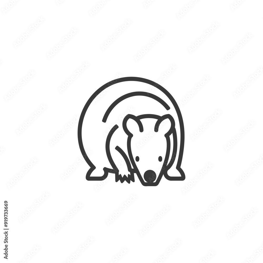 Obraz premium Line Art Illustration of a Curled Up Armadillo