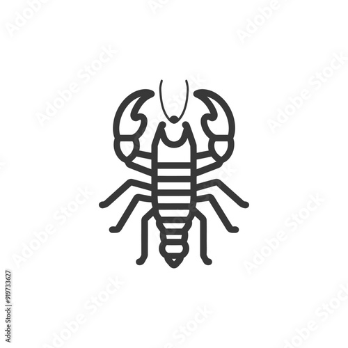 Line Art Illustration of a Crayfish with Claws and Legs