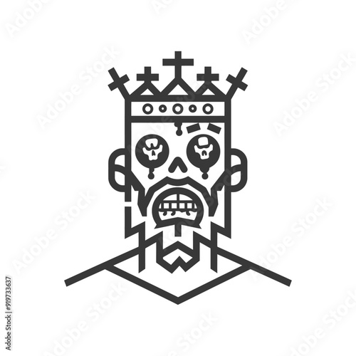 Wallpaper Mural Line Art Illustration of a Crowned Person with Skull Eyes Torontodigital.ca