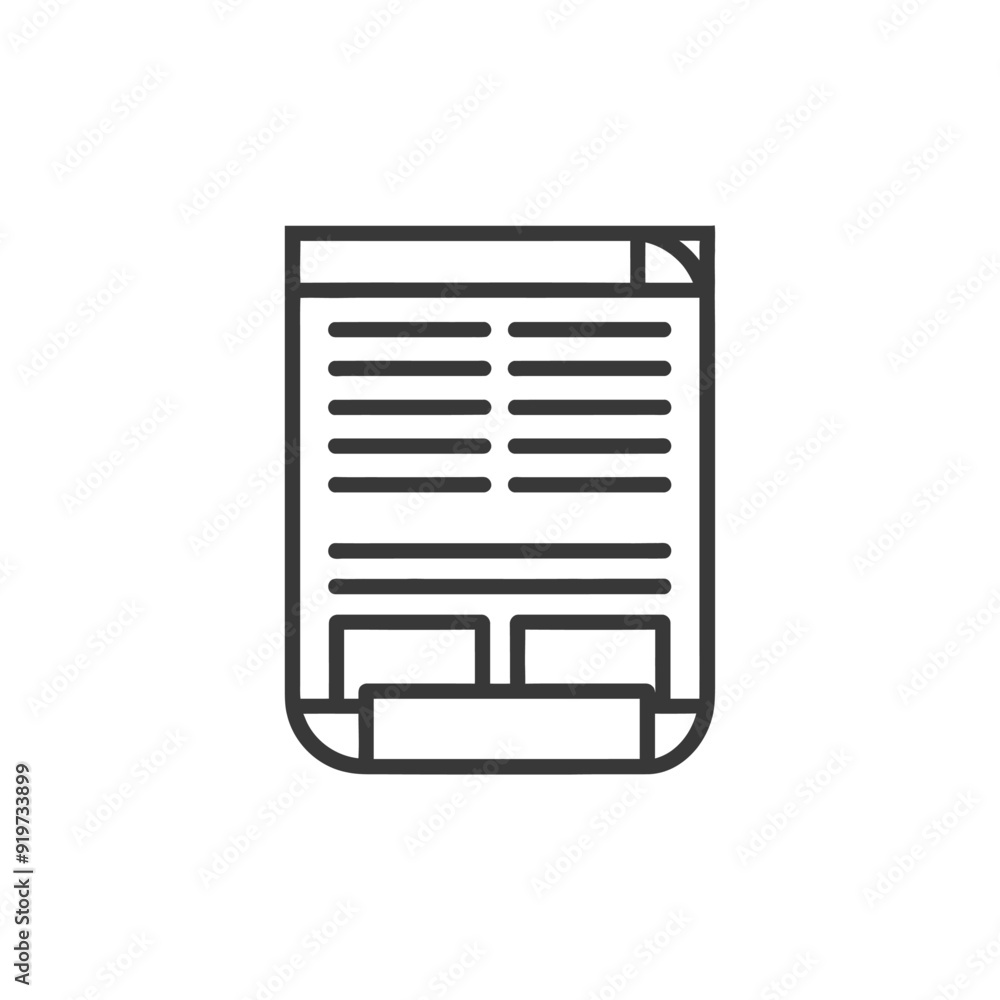 Line Art Illustration of a Document with Text and Images Line Art Illustration of a Document with Text and Images