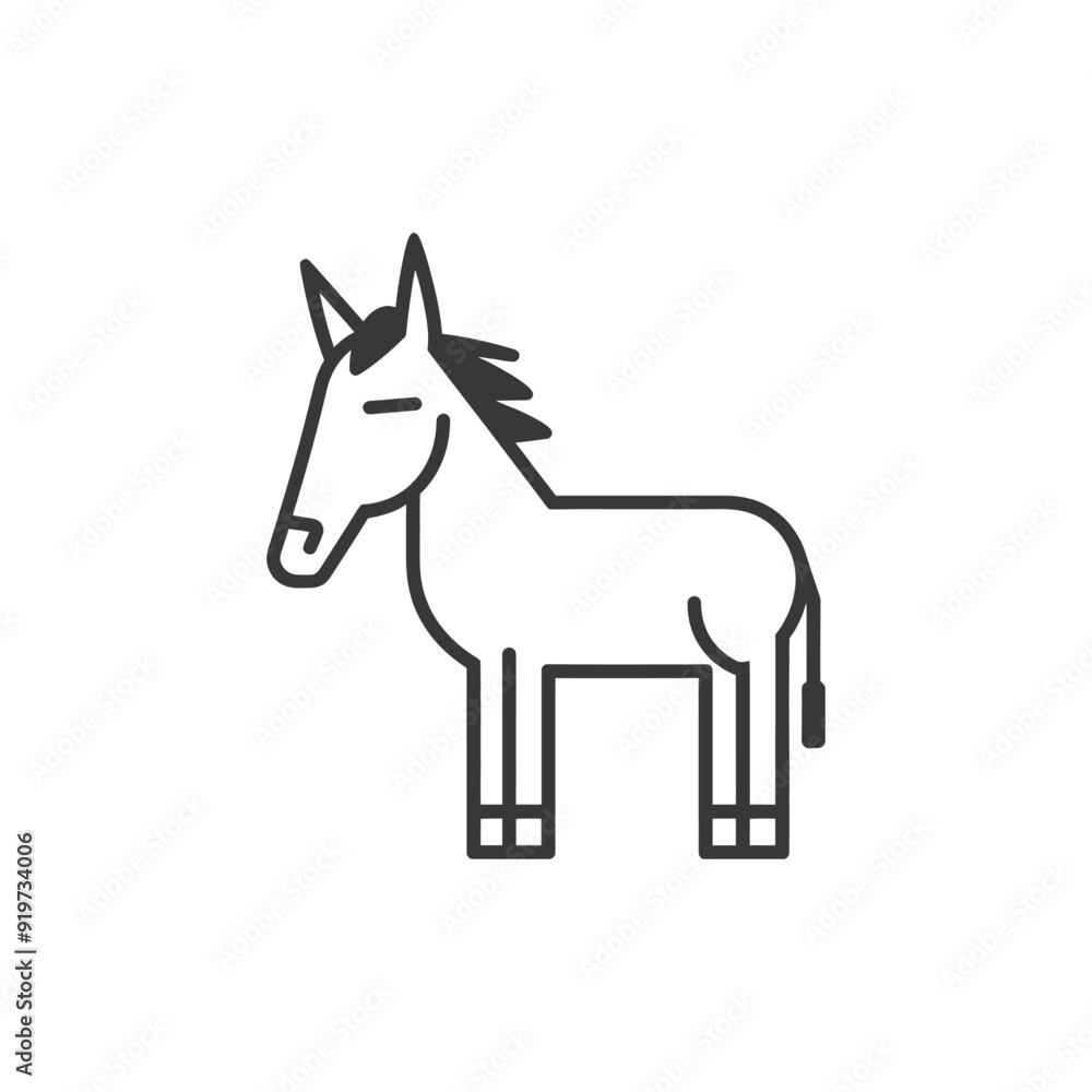 Obraz premium Line Art Illustration of a Donkey