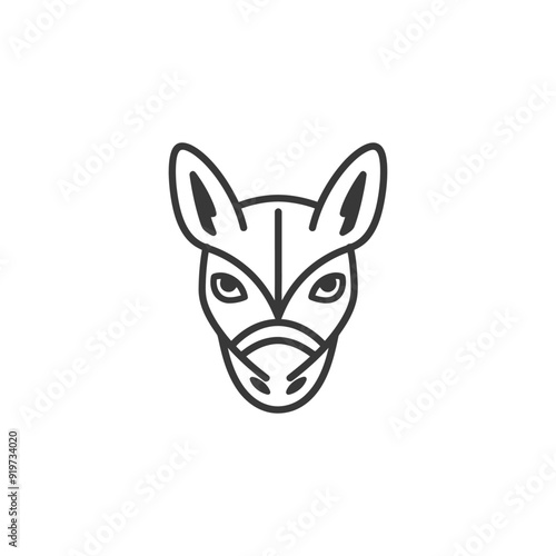 Line Art Illustration of a Donkeys Head