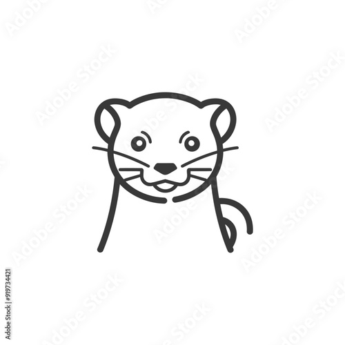 Line art illustration of a ferrets head and neck