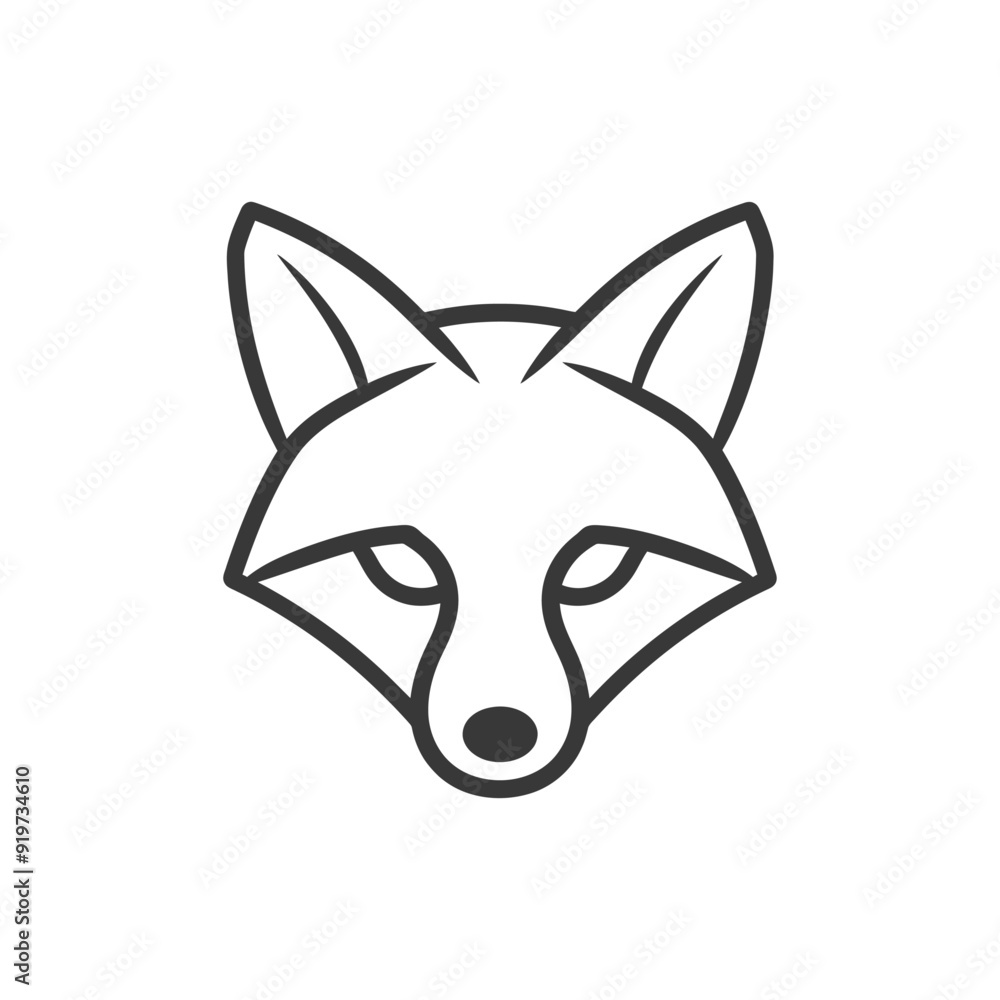 Fototapeta premium Line Art Illustration of a Foxs Face