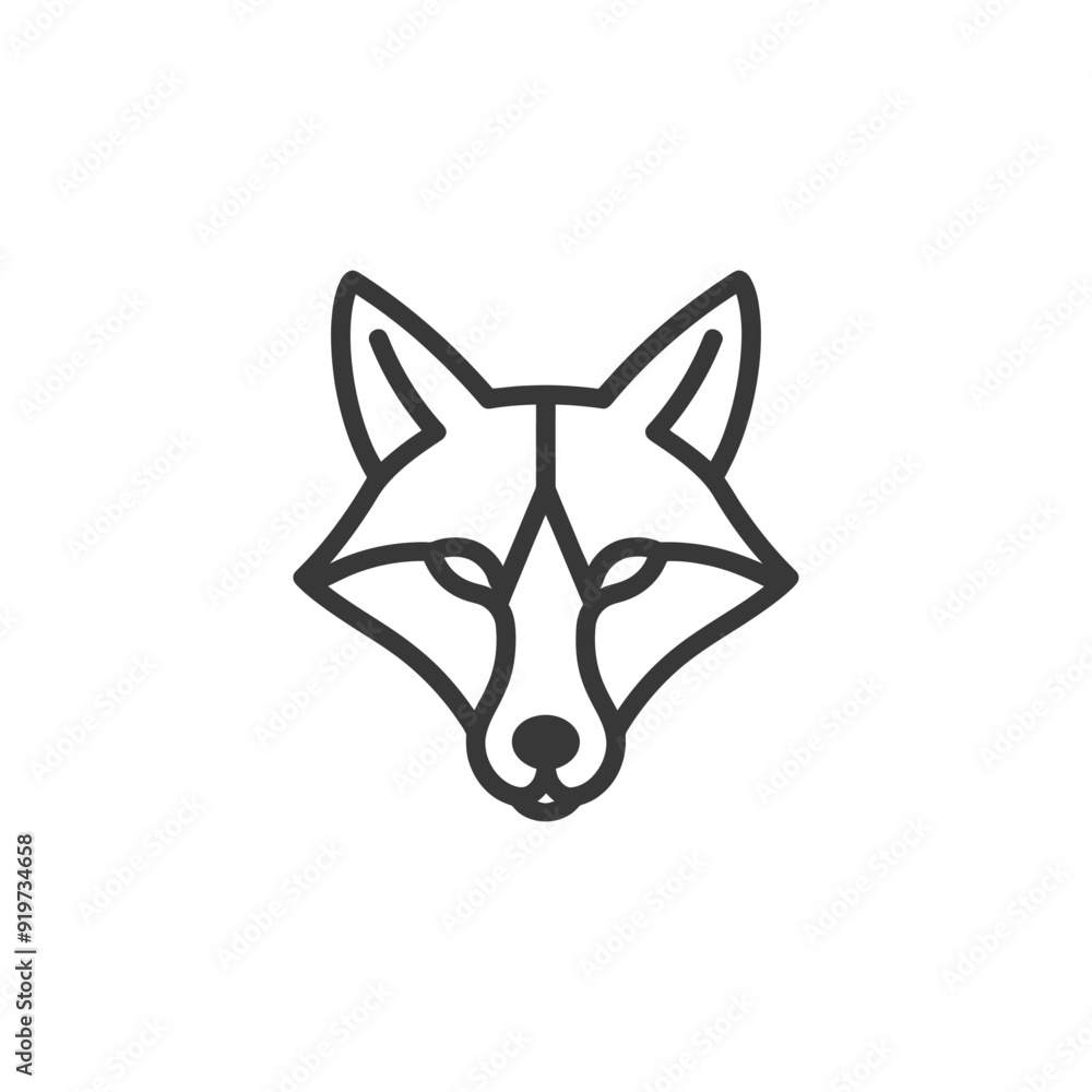 Fototapeta premium Line Art Illustration of a Foxs Head
