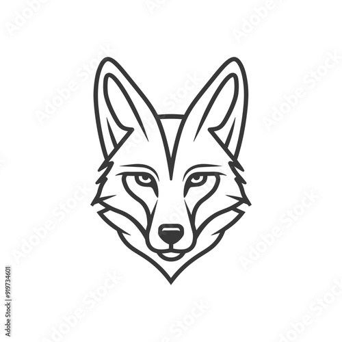 Line Art Illustration of a Foxs Face