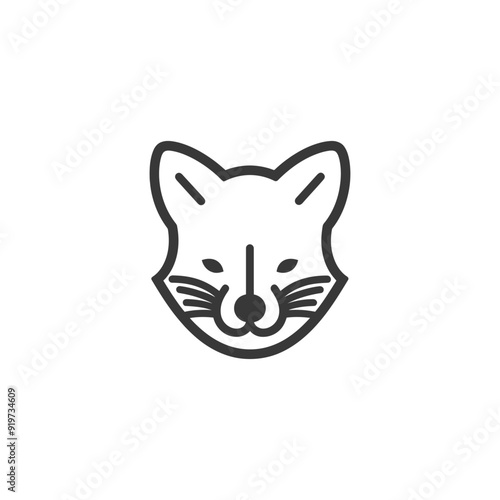 Line Art Illustration of a Foxs Head