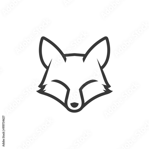 Line Art Illustration of a Foxs Head