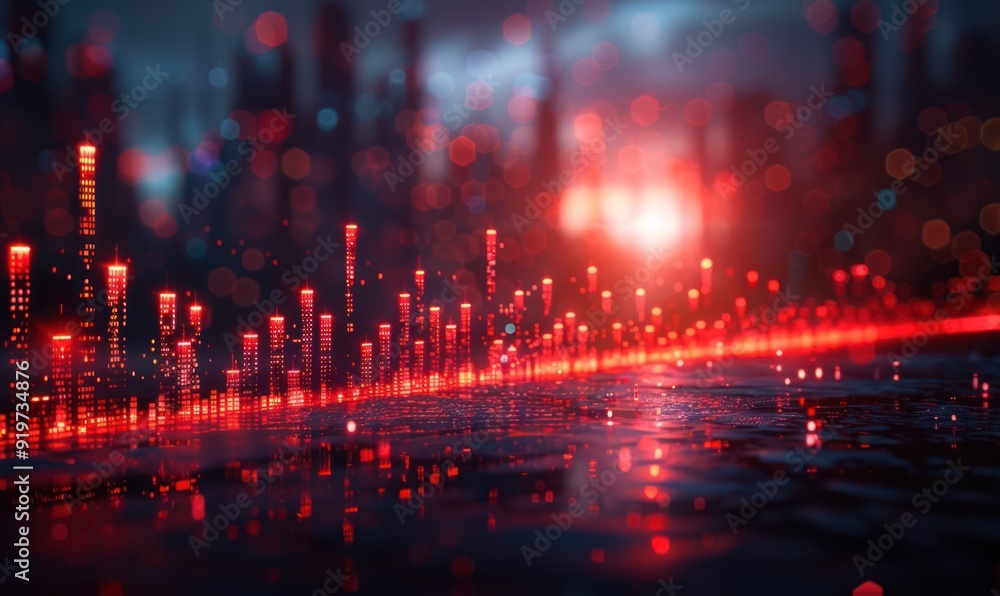 Futuristic Cityscape with Red Lights Futuristic Cityscape with Red Lights