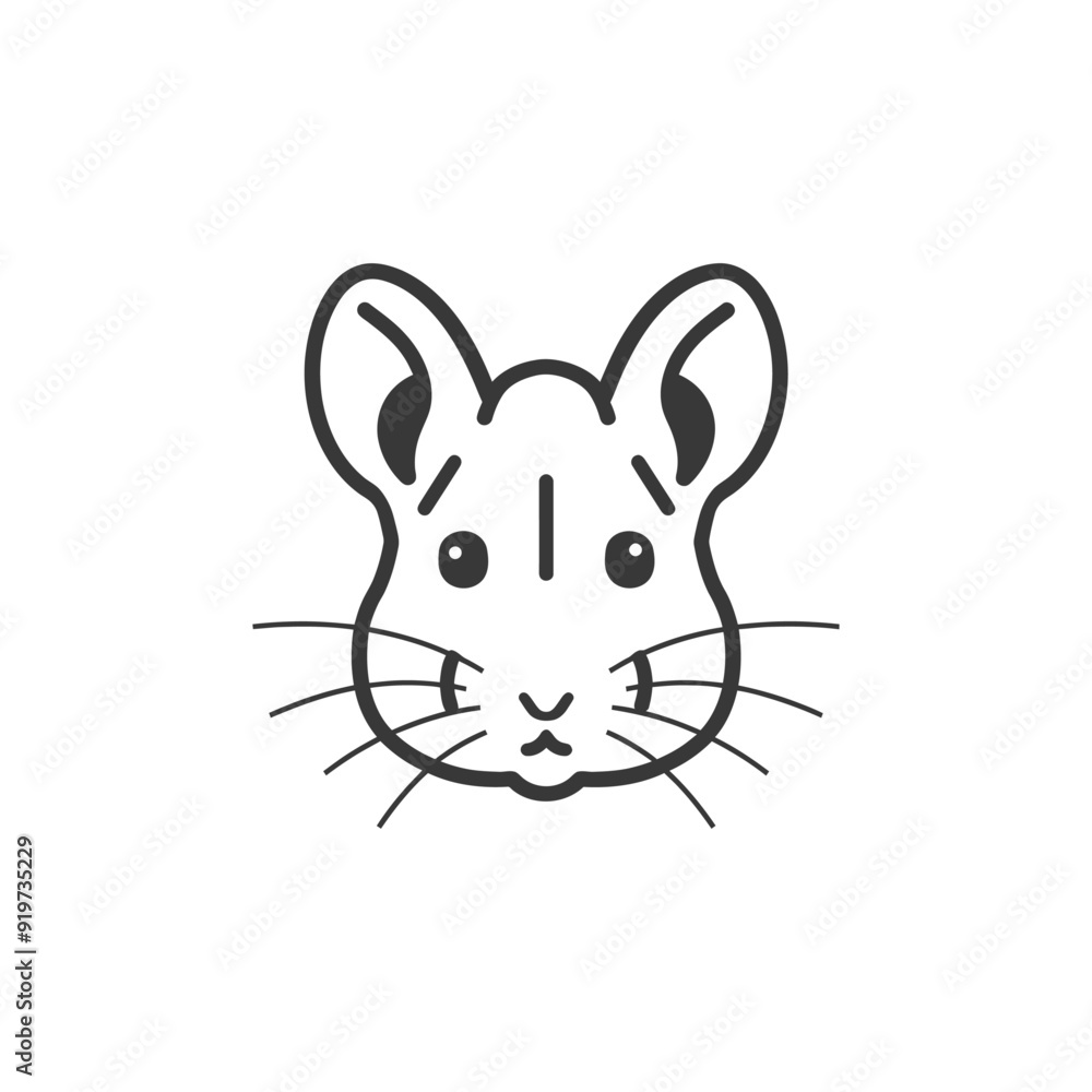 Line Art Illustration of a Hamsters Face Line Art Illustration of a Hamsters Face