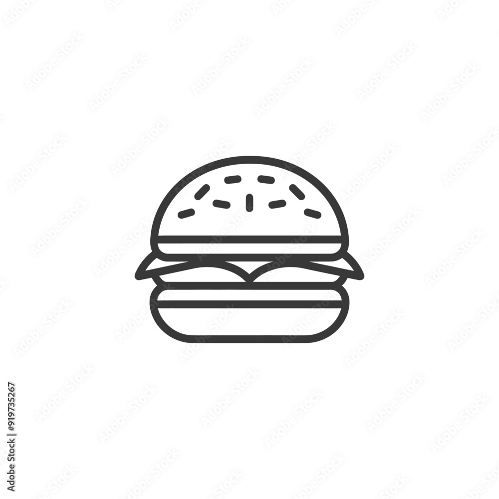 Line Art Illustration of a Hamburger Line Art Illustration of a Hamburger