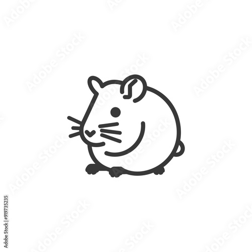 Line art illustration of a hamster