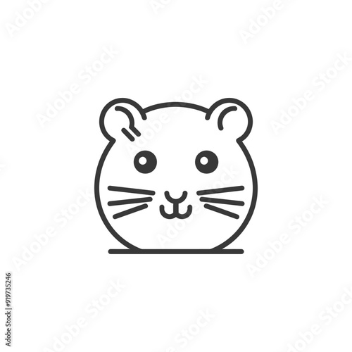 Line Art Illustration of a Hamsters Face