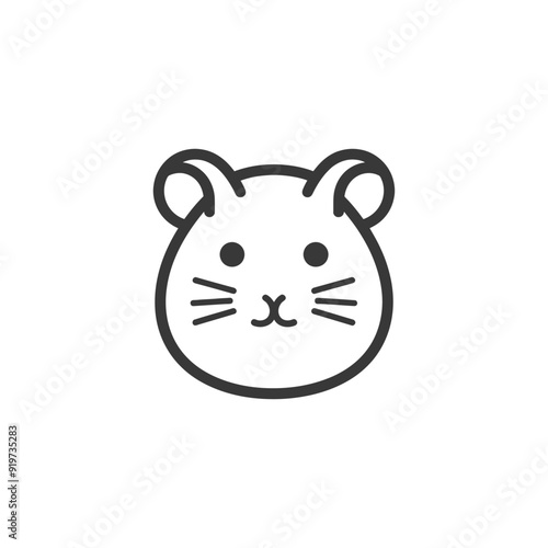 Line art illustration of a hamster face