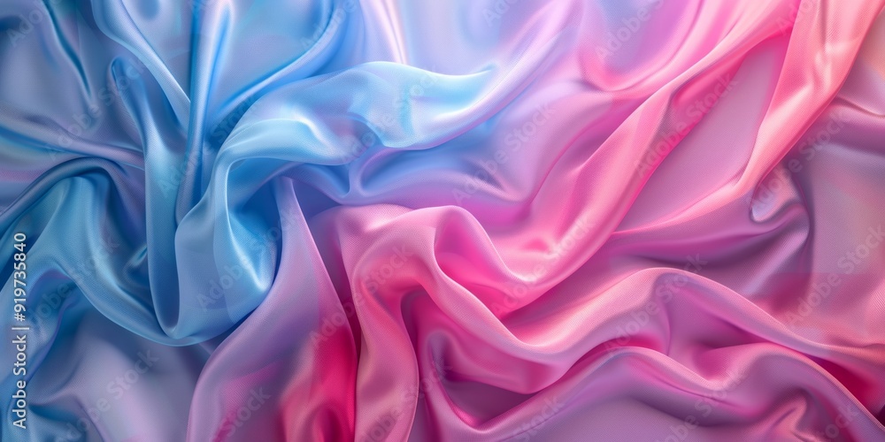 Obraz premium Pink and Blue Cloth with Wrinkles and Folds. Multicolored Wavy Surface Background