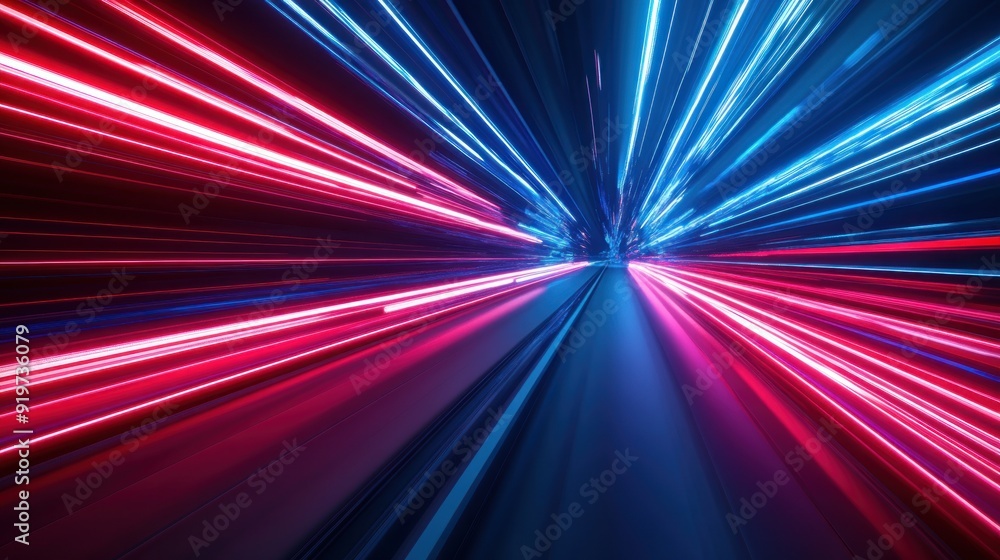 Abstract Speed Blur of Red and Blue Lights on a City Road at Night Abstract Speed Blur of Red and Blue Lights on a City Road at Night