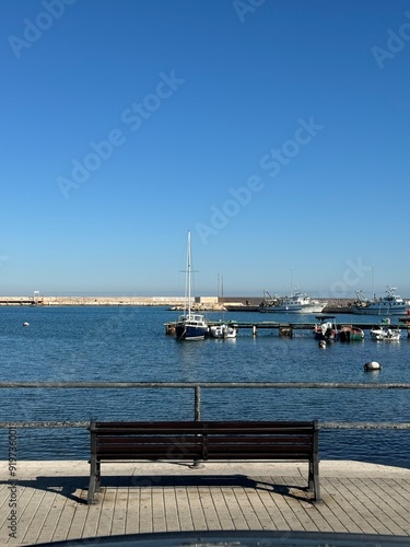 bench in the harbor photo