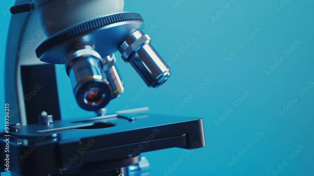 Microscope on Blue Background Microscope on Blue Background