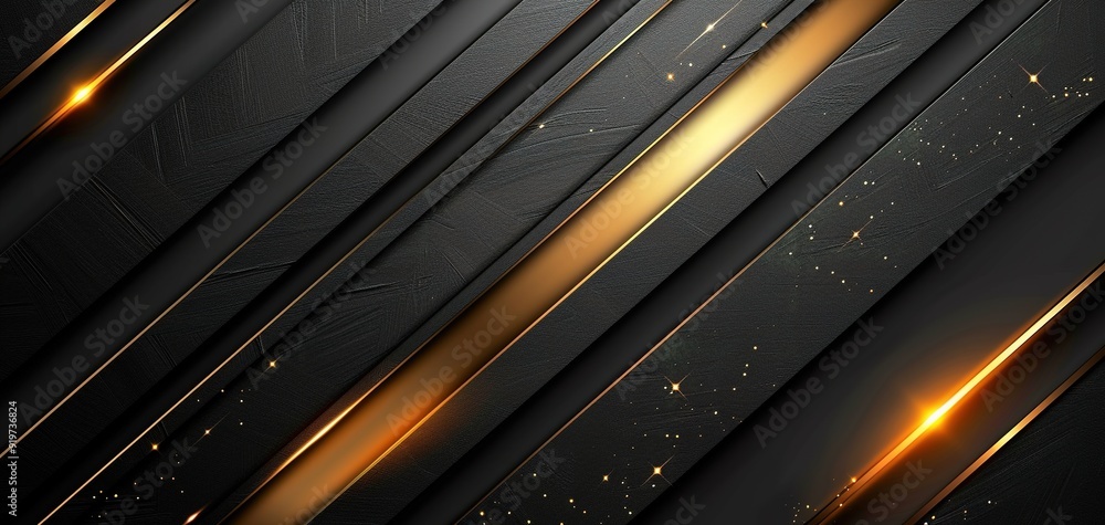 Abstract black and gold background with diagonal lines and sparkle. Abstract black and gold background with diagonal lines and sparkle.
