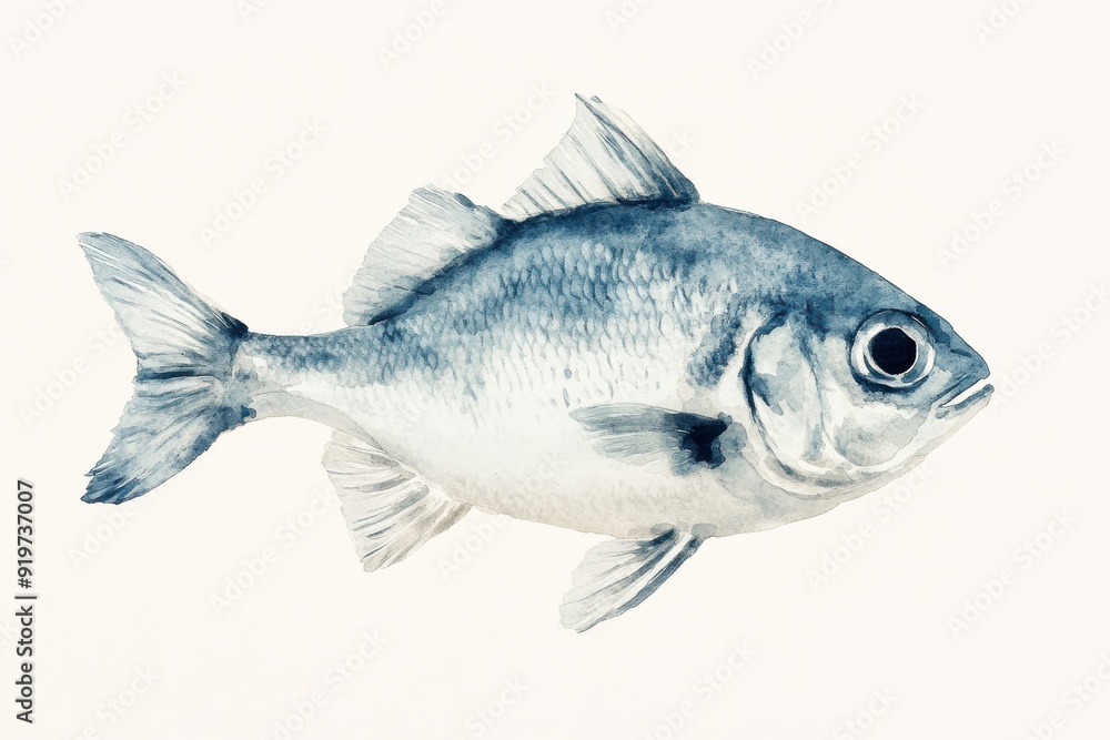 Obraz premium A detailed illustration of a fish showcasing its sleek body and fins, perfect for aquatic themes and marine life concepts.
