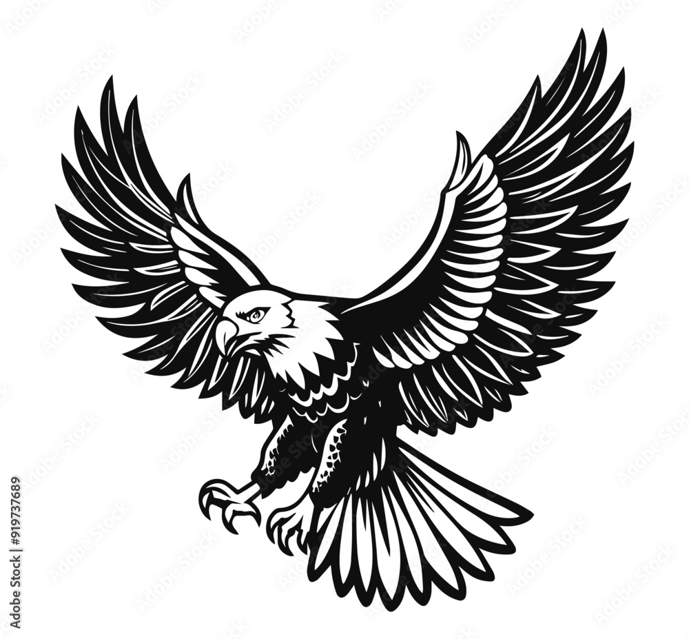 flying bald eagle silhouette vector illustration flying bald eagle silhouette vector illustration