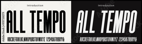 Condensed Vector Fonts. Alphabet of sans serif font with modern typography. bold and tall vector font 