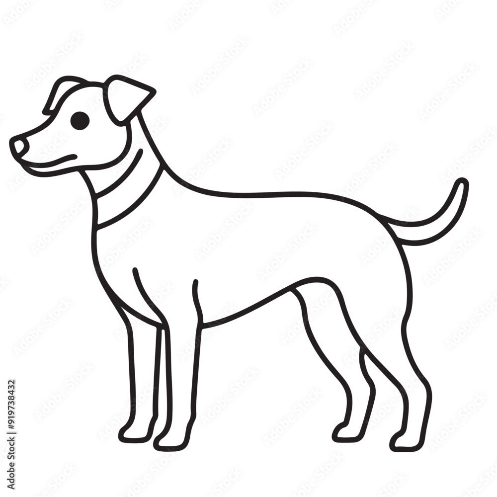 Vector black and white illustration of a sitting dog isolated on a white background. Vector black and white illustration of a sitting dog isolated on a white background.