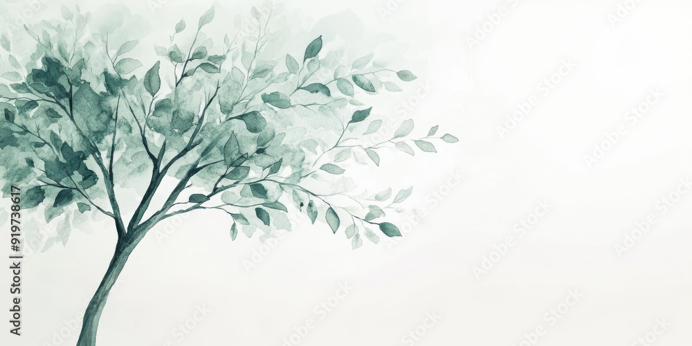 A serene watercolor illustration of a tree with delicate leaves, perfect for nature-themed projects and calming environments. A serene watercolor illustration of a tree with delicate leaves, perfect for nature-themed projects and calming environments.