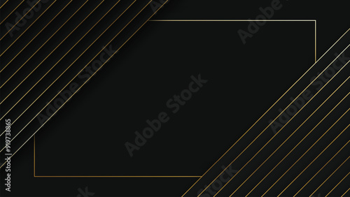 luxurious modern abstract black background with golden squire shape line 