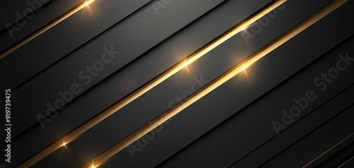 Abstract black and gold background with diagonal stripes and glowing highlights.