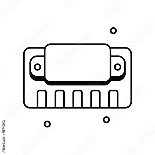 harmonica line icon with white background vector stock illustration