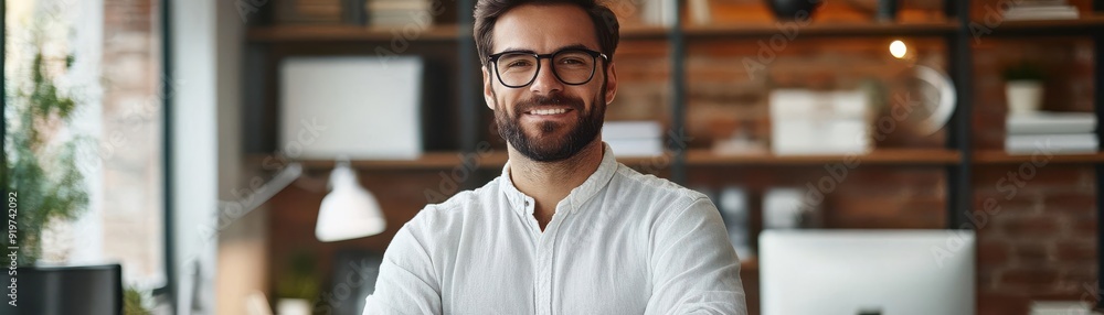 Manager with digital tools, desk setup, productivity Manager with digital tools, desk setup, productivity