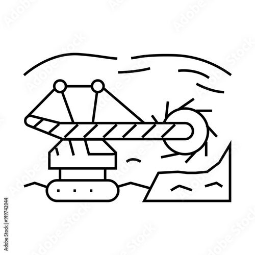 open pit mine steel production line icon vector. open pit mine steel production sign. isolated contour symbol black illustration